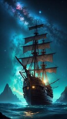 Fototapeta premium 幻想的な海賊船