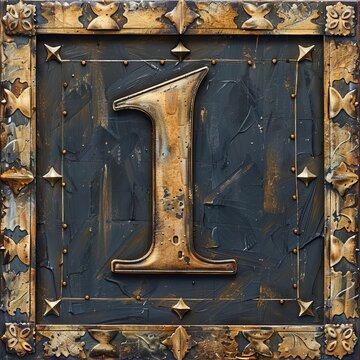 rusty metal door with number 1