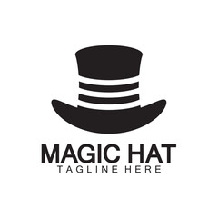 Magic hat logo, Black Magician hat icon vector template