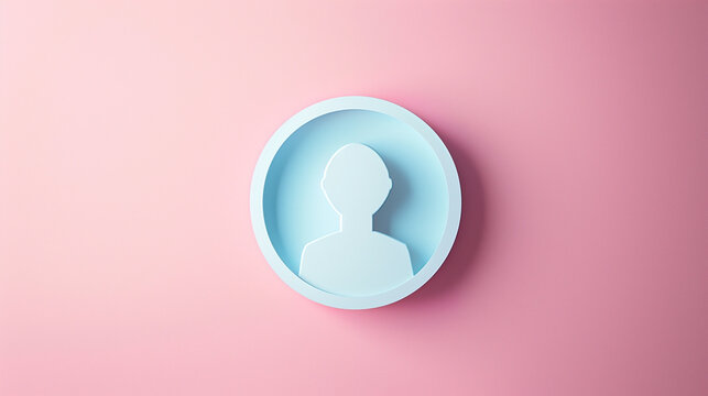 Profile icon in paper art style on pink background