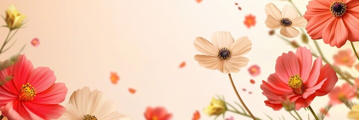A colorful bouquet of flowers with a white background - obrazy, fototapety, plakaty