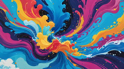 Fantasy Art of Vibrant Abstract Ink Swirls and Colorful Patterns