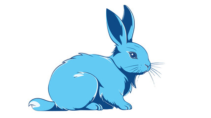 Line art vector contour illustration of blue hare i