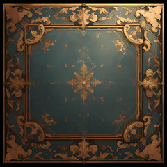 Royalty-Inspired Gilded Frame: A Timeless Art Relic Featuring Rich Blue and Gold Swirls
