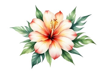 Obraz premium Tropical Flower Illustration Digital Painting Floral Background Beautiful Tropic Blossom Design