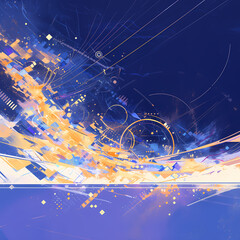 Vibrant and futuristic digital wave illustration showcasing technological exploration in a dynamic, stylized manner.