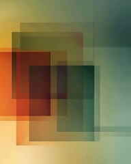 Obraz premium A minimalist abstract design featuring layered, transparent squares in muted earthy tones. The overlapping shapes create a subtle and retro geometric pattern, perfect for modern art.