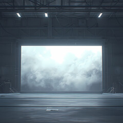 Studio Spotlight in Open Warehouse - Elegant White Smoke for Creative Projects