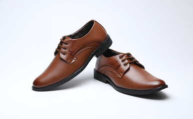 tan leather formal shoes isolated on white background