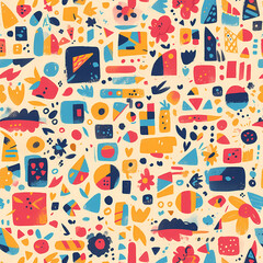 An Exuberant Collection of Line Doodles in a Colorful Seamless Design