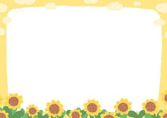 A field of sunflowers with a yellow background