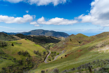 Naklejka premium Lomo del Palo landscape with a blue sky. Monte Pavon. Galdar. Gran Canaria. Canary islands