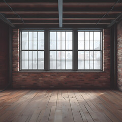 Empty, Spacious Warehouse Interior with Loft Aesthetic and Large Windows for Natural Light