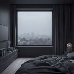 Elegant Monochrome Bedroom Suite overlooking Cityscape