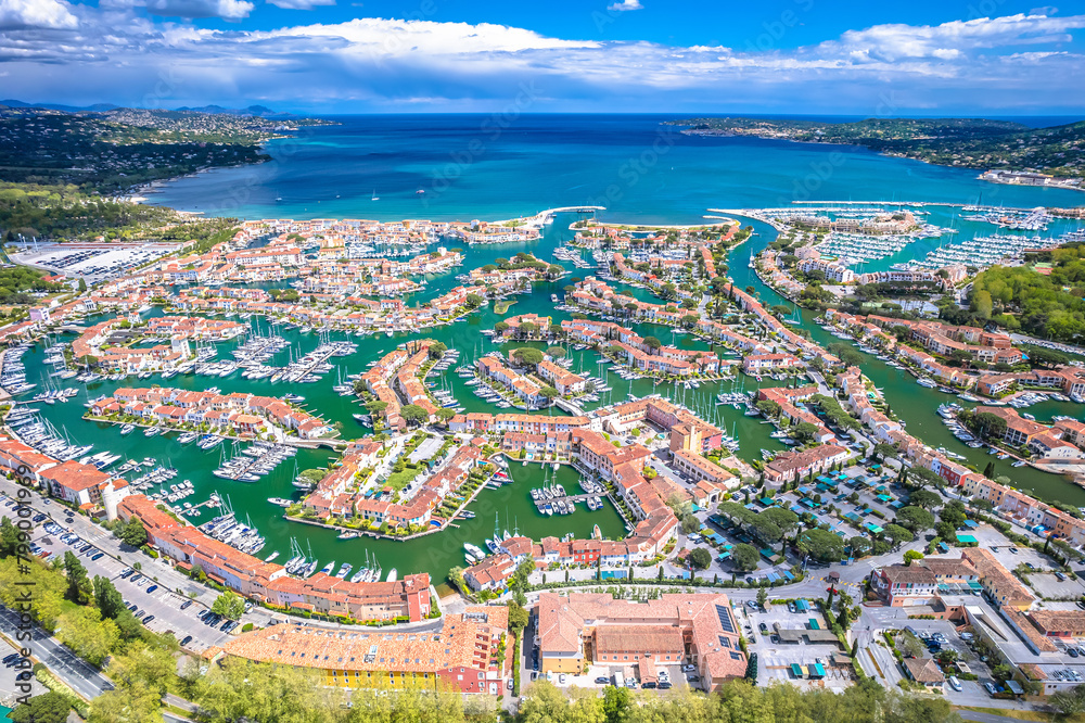 Canvas Prints scenic port grimaud yachting village marina aerial view - Canvas Prints