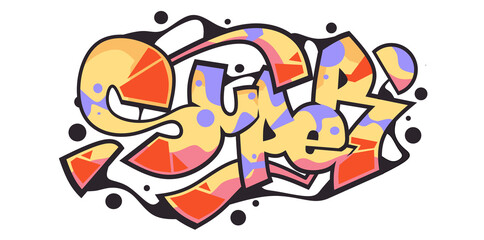 Obraz premium Super wor graffiti text font sticker