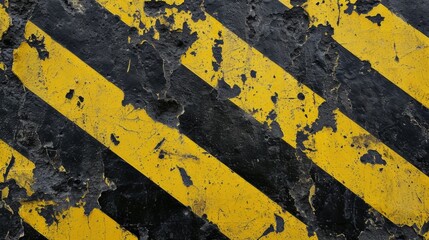 Gray-yellow stripes on concrete. Carefully, dangerous. Background or screensaver on monitor.