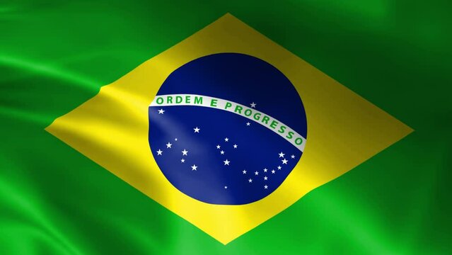 Brazil flag fluttering in the wind. detailed fabric texture.