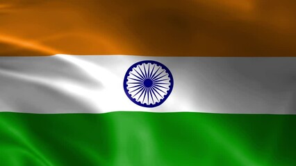 India flag fluttering in the wind. detailed fabric texture.
