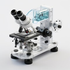 Microscope HUD with magnification level, specimen details, and analysis tools - obrazy, fototapety, plakaty