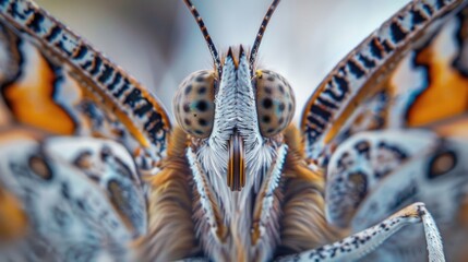 Super macro photography, butterfly, close up of face, cute facial expressions, detailed background,