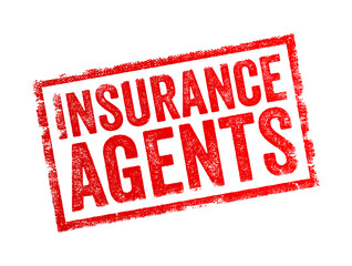 Insurance Agents are professionals who act as intermediaries between insurance companies and individuals or businesses seeking insurance coverage, text concept stamp