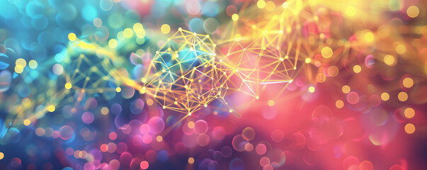 Colorful network connections with a bokeh background