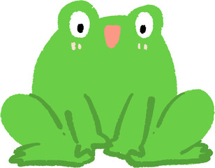A simple and cute cartoon frog with a pink tongue sticking out.