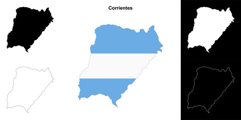 Corrientes province outline map set