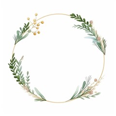 flora frame, conifer frame. cartoon drawing, water color style,