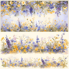 Vibrant Watercolor Wildflowers, Exquisite for Crafts and Design Elements.