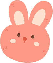 A cute cartoon rabbit with big ears and a pink body.