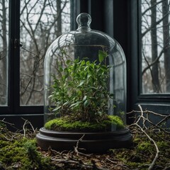 plants focused by a magnifying glass 