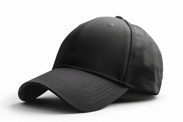 Fototapeta premium Black Baseball Cap Mockup with Fabric Texture, Simple Stylish Headwear