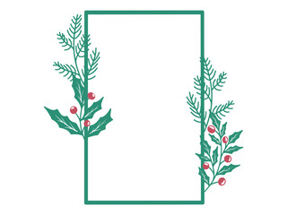 Christmas Frame with Holly Tree Decoration
