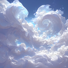 Untamed Beauty: An Ethereal White Cloud Sculpture for Digital Art Creations