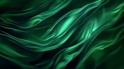 Green silk abstract background - obrazy, fototapety, plakaty
