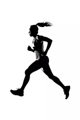 Fototapeta na wymiar Silhouette of female runner athlete on isolated white background. vector illustration. 