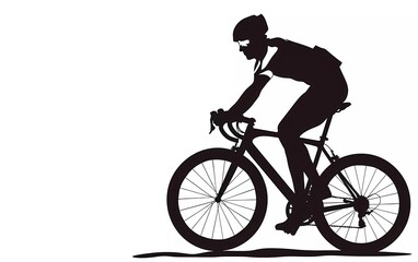 Silhouette of male bicycle athlete on isolated white background. vector illustration.
