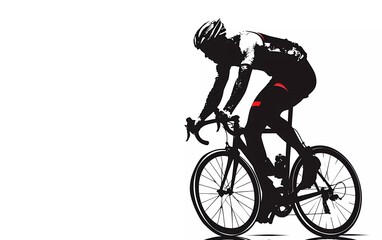 Silhouette of male bicycle athlete on isolated white background. vector illustration.