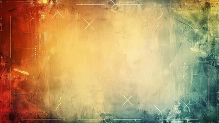 Vibrant abstract background with a colourful gradient and grunge texture and X symbos on it.