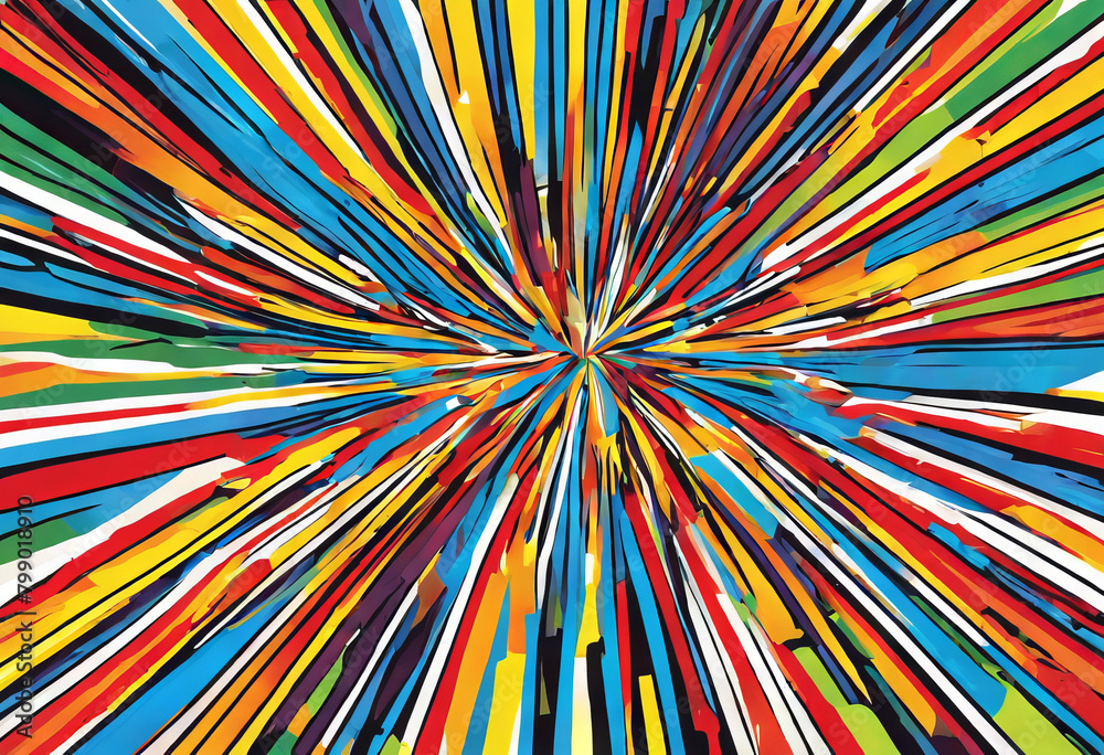 Wall mural pattern striped colorful lines broken abstract color vector background design art illustration retro