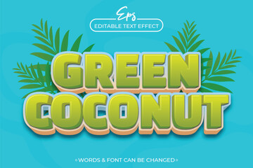 Green coconut editable text effect template