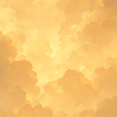 Dazzling Sunset Over Soft White Clouds in Digital Illustration