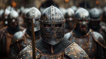 Fototapeta premium Medieval knights in armor. (AI generated)