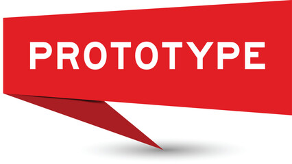 Red color speech banner with word prototype on white background