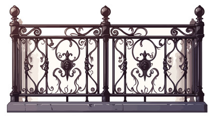 Metal blacksmith fence handrail. Iron balcony raili