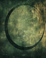 Green textured backdrop with central dark circle