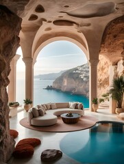 Obraz na płótnie Canvas luxury hotel swimming pool with view
