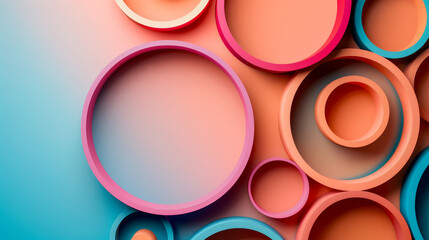Colourful abstract loops with a smooth gradient on a light background.